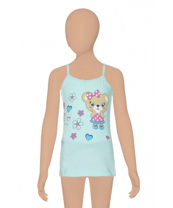 Gümüş Kız İp Askılı Renkli Baskılı Atlet 6 lı Paket