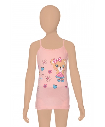 Gümüş Kız İp Askılı Renkli Baskılı Atlet