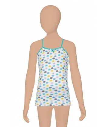 Gümüş Kız İp Askılı Renkli Empirme Desenli Atlet 3 lü Paket