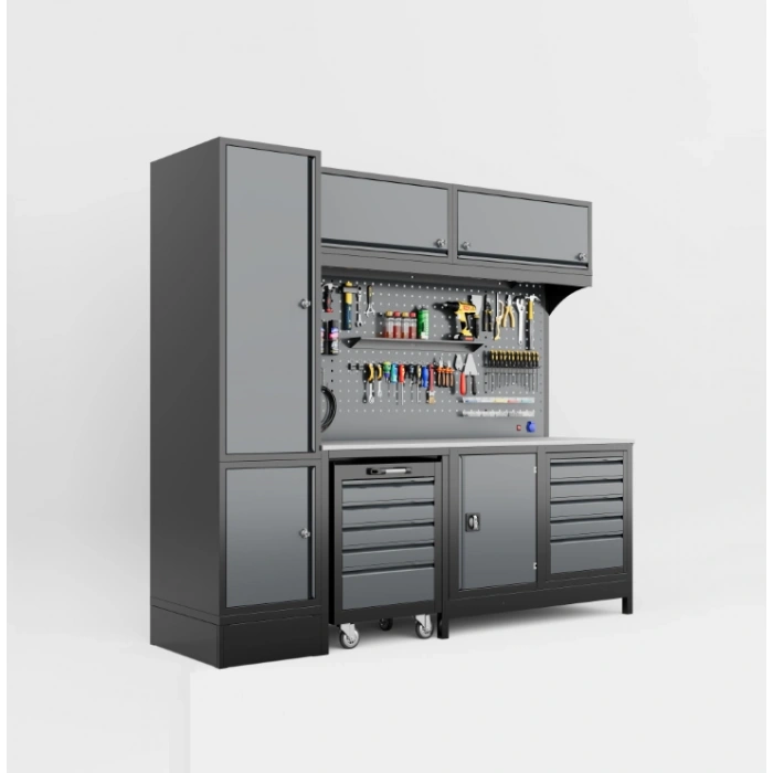 2.5 Metre Modüler Takım Tezgahı Sol Dolaplı 1 Takım Arabalı