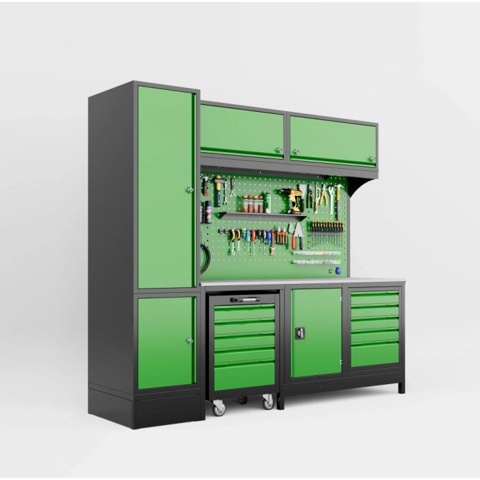 2.5 Metre Modüler Takım Tezgahı Sol Dolaplı 1 Takım Arabalı