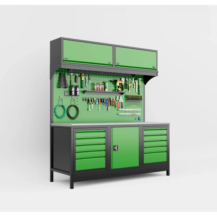 2 Metre Modüler Dolaplı Takım Tezgahı Üst Dolaplı