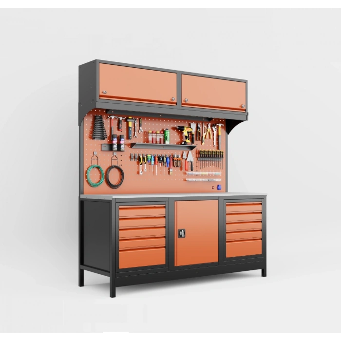 2 Metre Modüler Dolaplı Takım Tezgahı Üst Dolaplı