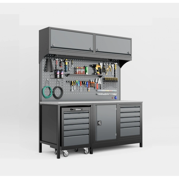 2 Metre Üst Dolaplı Takım Arabalı Modüler Takım Tezgahı