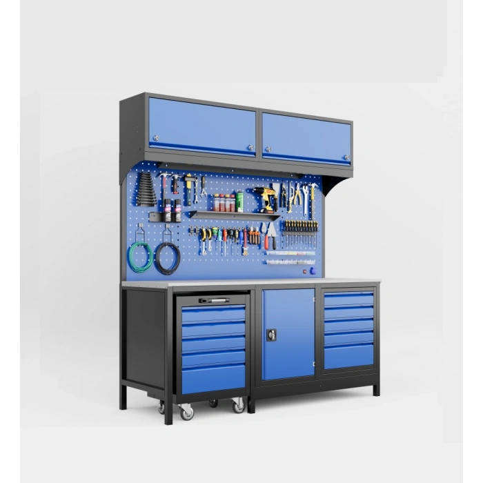 2 Metre Üst Dolaplı Takım Arabalı Modüler Takım Tezgahı