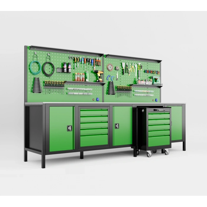 3 Metre 1 Takım Arabalı Dolaplı Takım Tezgahı