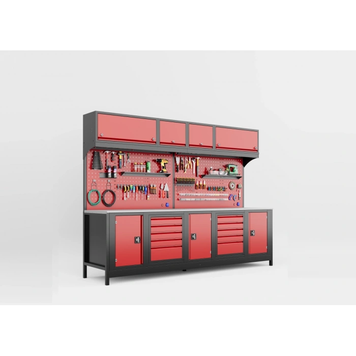 3 Metre Modüler Takım Tezgahı Üst Dolaplı