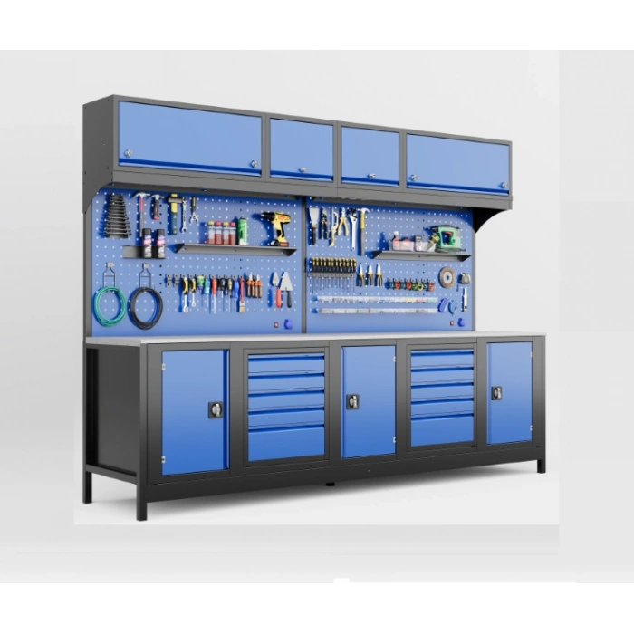 3 Metre Modüler Takım Tezgahı Üst Dolaplı