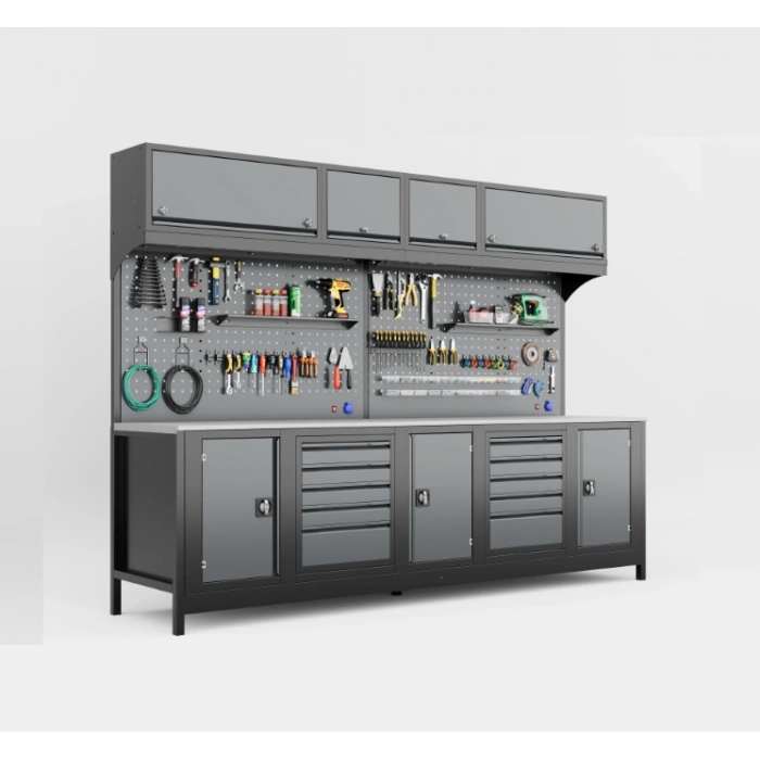 3 Metre Modüler Takım Tezgahı Üst Dolaplı