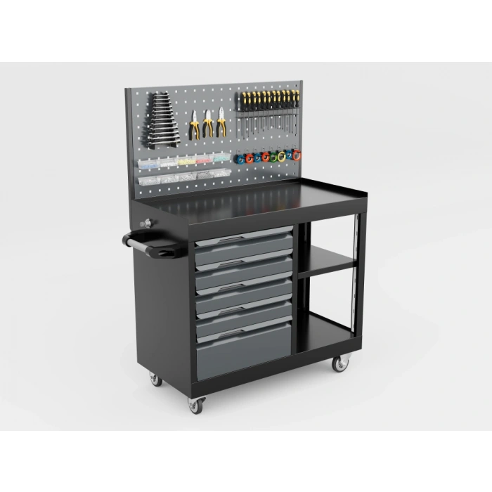 5 Çekmeceli Raflı Panolu Takım Arabası