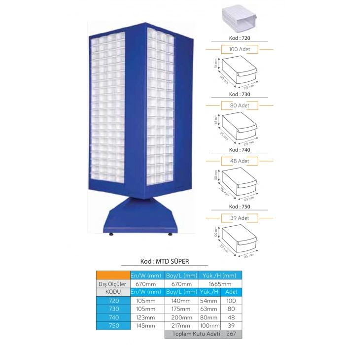 Çekmeceli Döner Metal Dolap MTD SÜPER