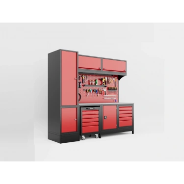 2.5 Metre Modüler Takım Tezgahı Sol Dolaplı 1 Takım Arabalı