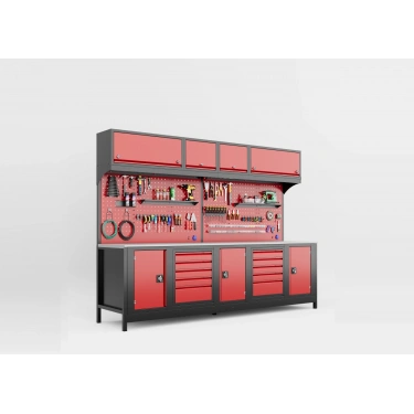 3 Metre Modüler Takım Tezgahı Üst Dolaplı