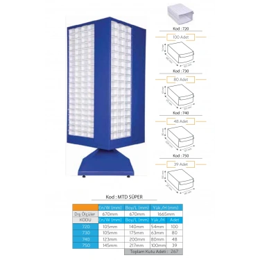 Çekmeceli Döner Metal Dolap MTD SÜPER