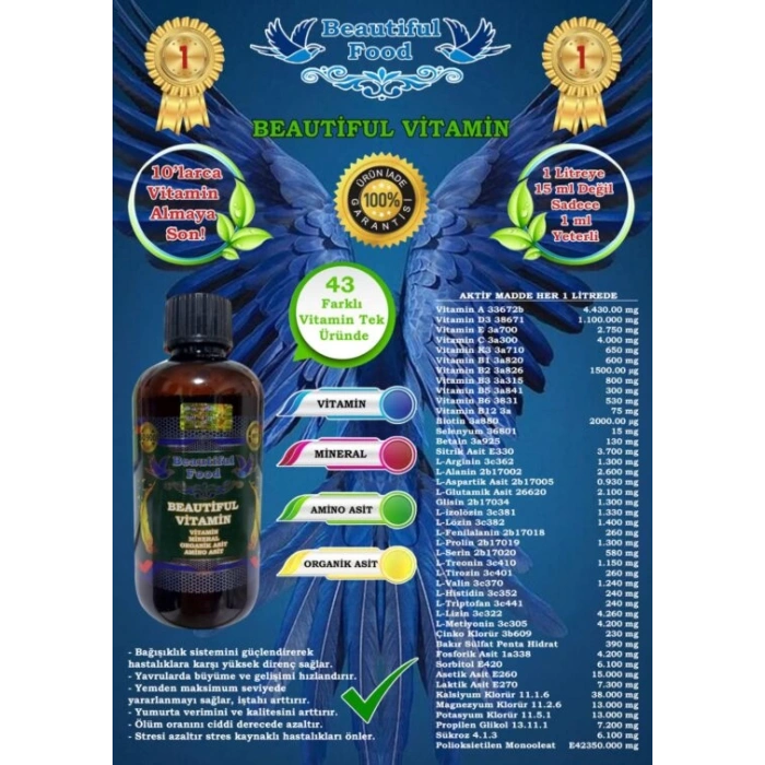 Beautiful Vitamin - Mineral - Aminoasit Karışımı 100 ML