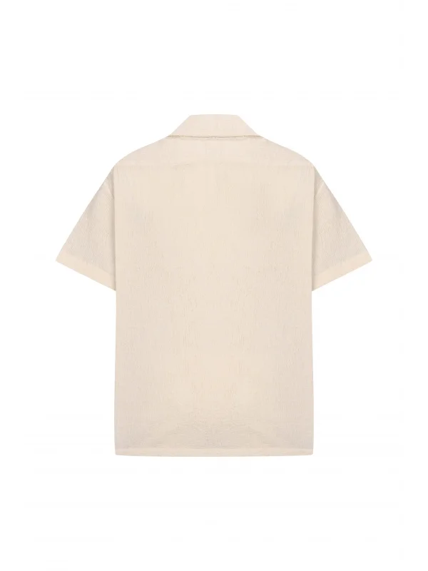 Bürümcük Bej - Rahat kesim kamp Yaka Pamuk Gömlek