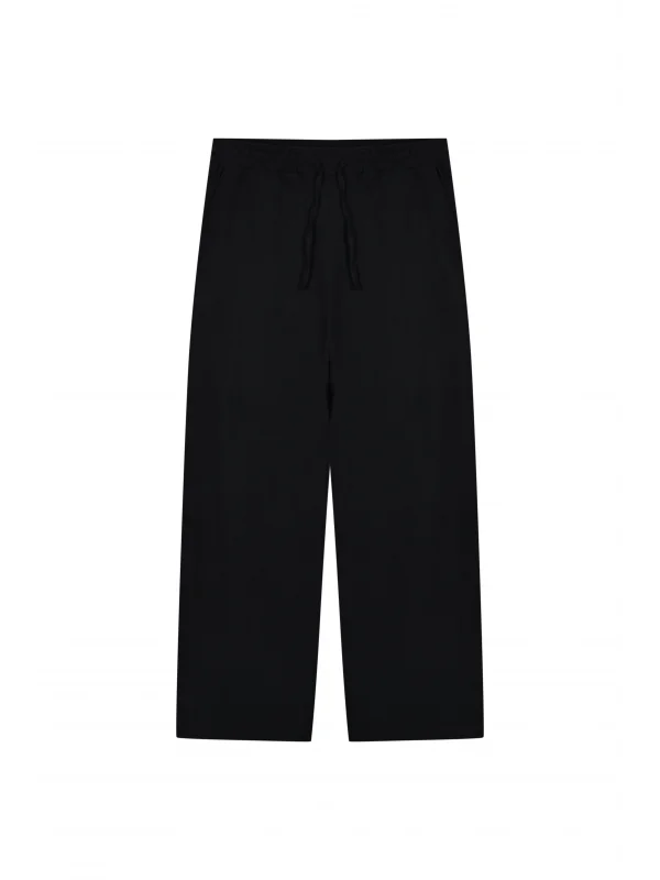 Rahat Kesim Pantolon - Siyah Keten / Pamuk