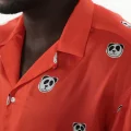 PANDA BASKILI - Kısa Kollu Kamp Yaka Gömlek