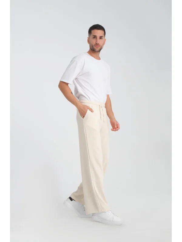 Örgü Bej - Rahat Kesim Pantolon