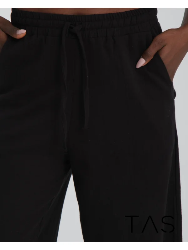 Rahat Kesim Pantolon - Siyah Keten / Pamuk