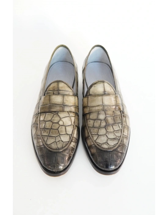 Hakiki Timsah Derisi El Yapımı Ayakkabı