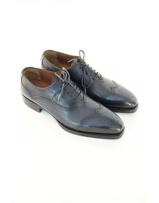 Hakiki Dana Derisi Lacivert El Yapımı Ayakkabı