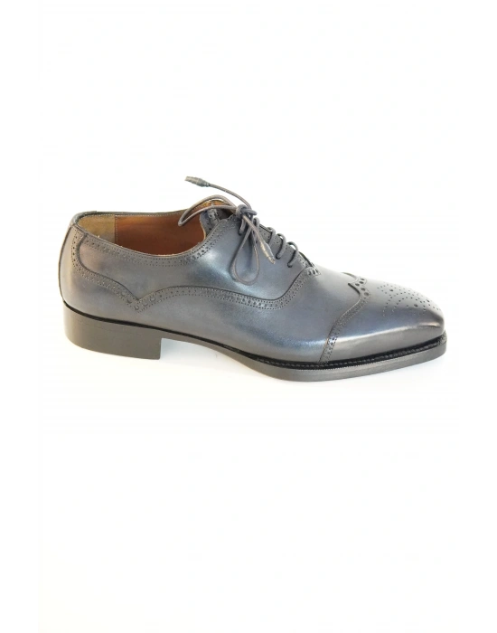 Hakiki Dana Derisi Lacivert El Yapımı Ayakkabı