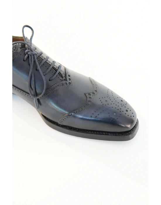 Hakiki Dana Derisi Lacivert El Yapımı Ayakkabı
