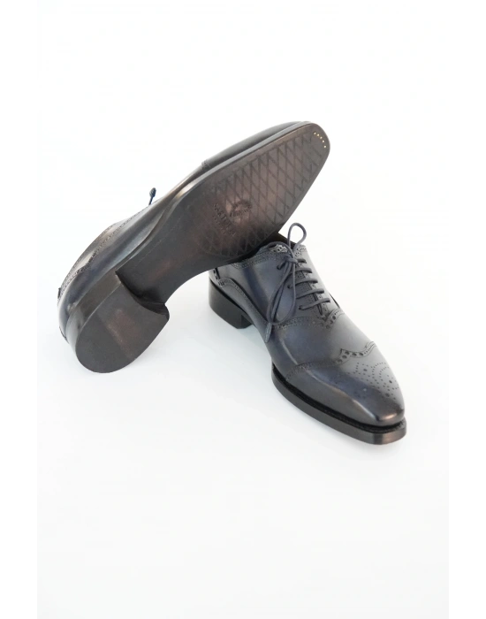 Hakiki Dana Derisi Lacivert El Yapımı Ayakkabı