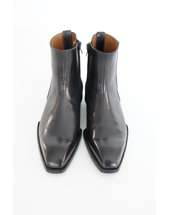 Hakiki Dana Derisi Siyah El Yapımı Bot