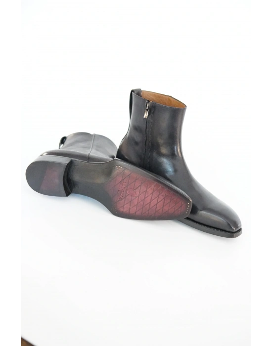 Hakiki Dana Derisi Siyah El Yapımı Bot