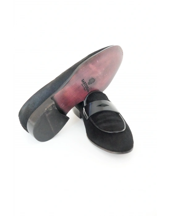 Hakiki Tay Tüyü Derisi Siyah Loafer Ayakkabı