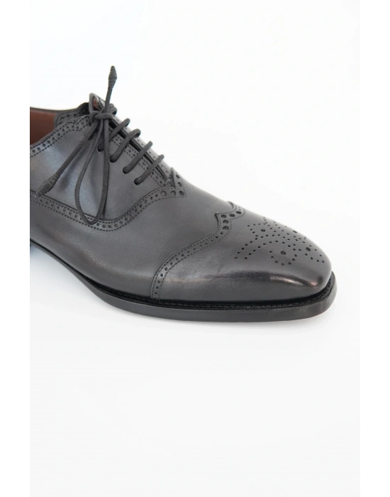 Hakiki Dana Derisi Siyah El Yapımı Ayakkabı