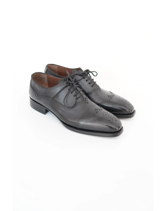 Hakiki Dana Derisi Siyah El Yapımı Ayakkabı