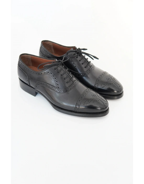 Hakiki Dana Derisi Siyah Renk El Yapımı Ayakkabı