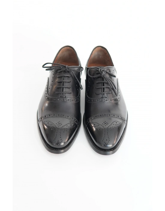 Hakiki Dana Derisi Siyah Renk El Yapımı Ayakkabı