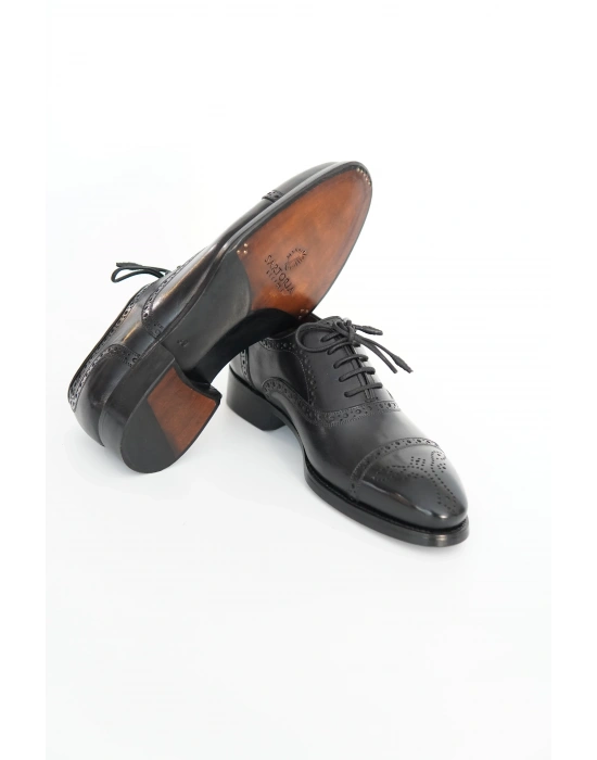 Hakiki Dana Derisi Siyah Renk El Yapımı Ayakkabı