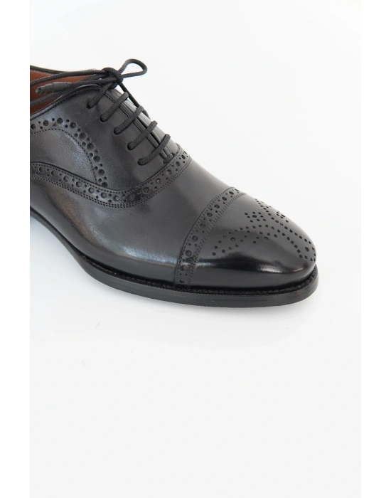 Hakiki Dana Derisi Siyah Renk El Yapımı Ayakkabı