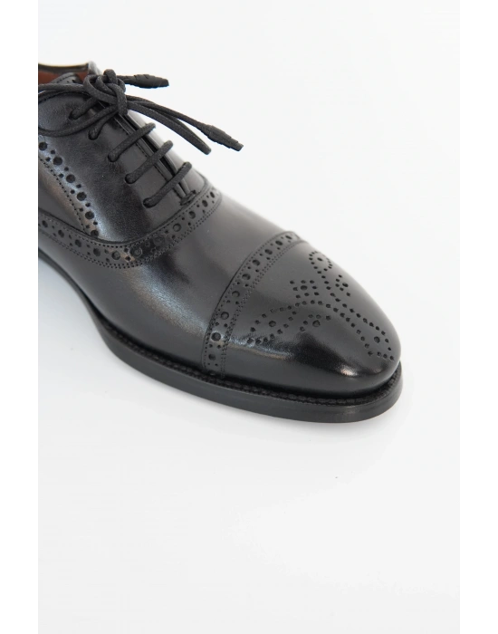 Hakiki Dana Derisi Siyah Renk El Yapımı Ayakkabı