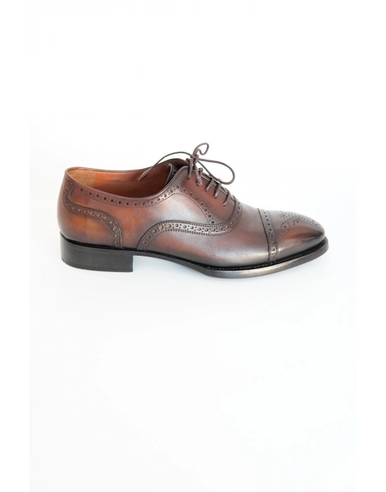 Hakiki Dana Derisi Kahve Rengi El Yapımı Ayakkabı