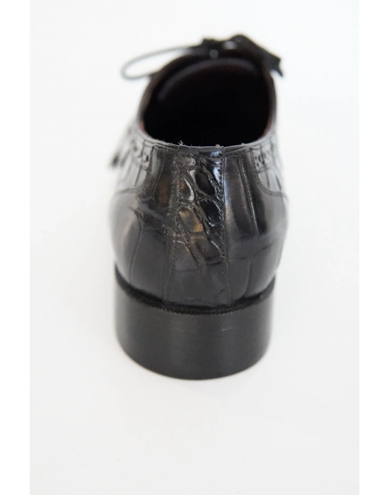 Hakiki Timsah Derisi Siyah El Yapımı Ayakkabı