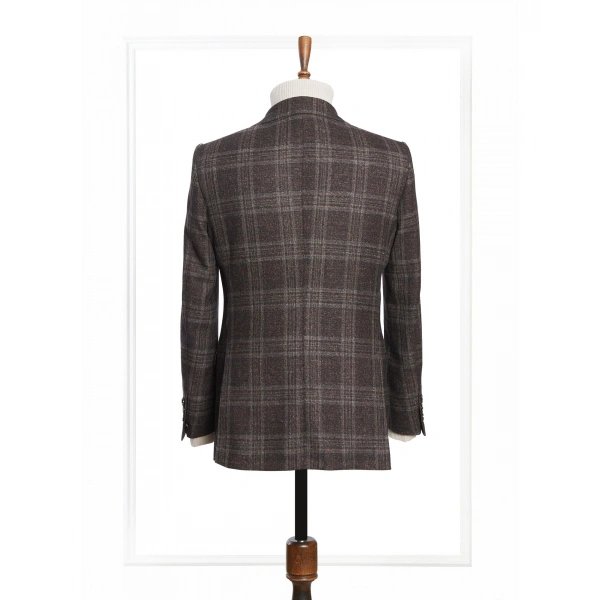 Vitale Barberıs Kumaş Mofan Kahverengi Kareli Ceket