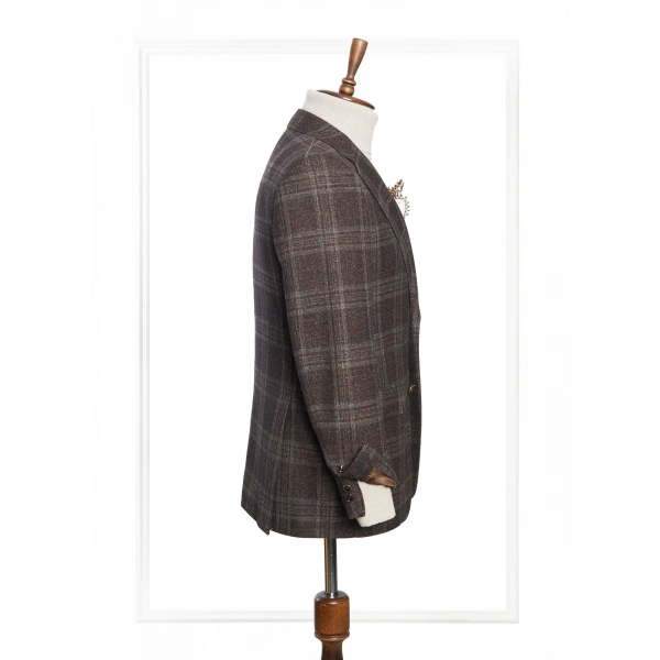 Vitale Barberıs Kumaş Mofan Kahverengi Kareli Ceket