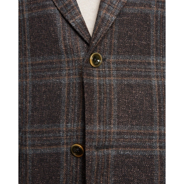 Vitale Barberıs Kumaş Mofan Kahverengi Kareli Ceket