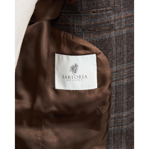 Vitale Barberıs Kumaş Mofan Kahverengi Kareli Ceket