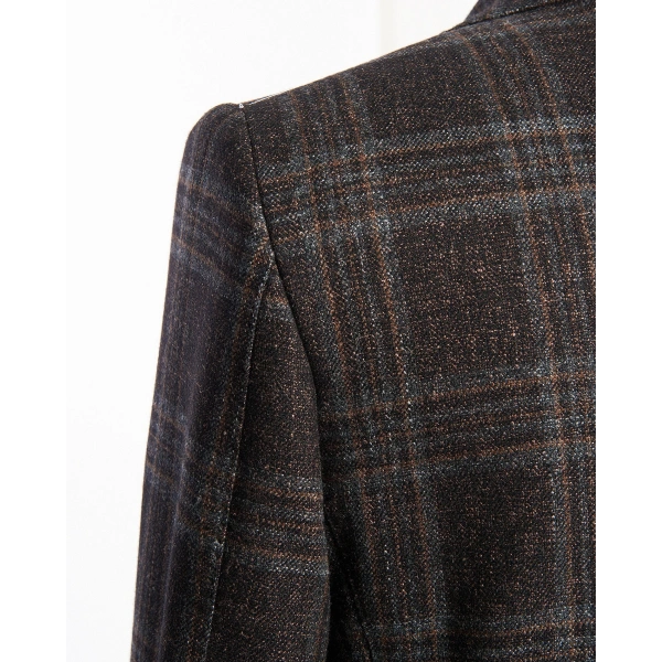 Vitale Barberıs Kumaş Mofan Kahverengi Kareli Ceket