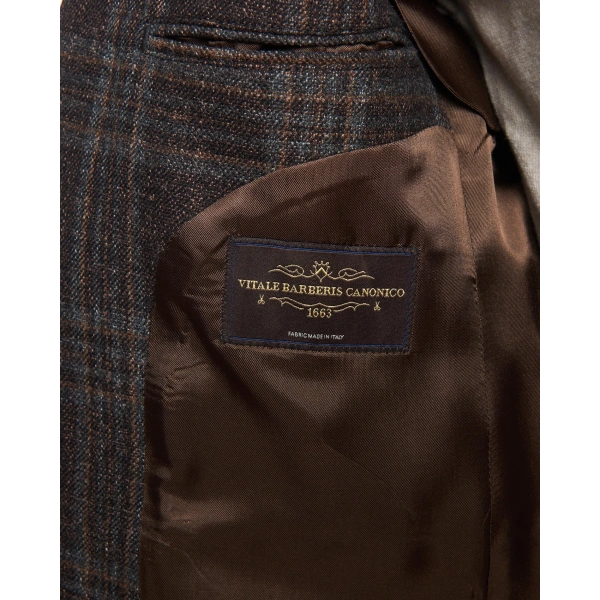 Vitale Barberıs Kumaş Mofan Kahverengi Kareli Ceket
