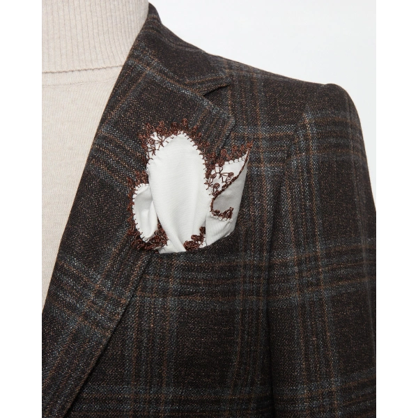 Vitale Barberıs Kumaş Mofan Kahverengi Kareli Ceket