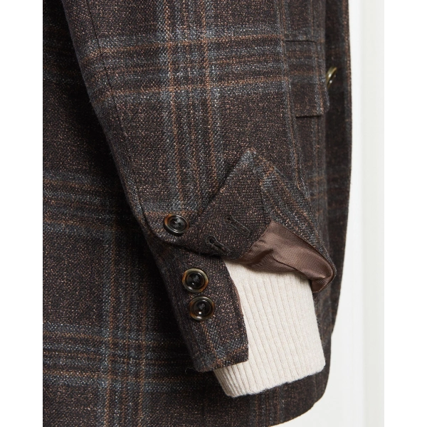 Vitale Barberıs Kumaş Mofan Kahverengi Kareli Ceket