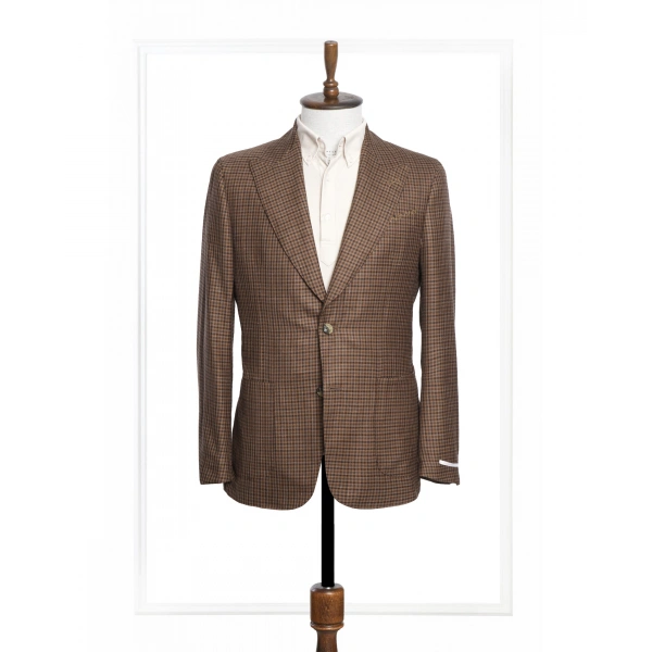 Dormeuil Kumaş Salvatore Kahverengi Kareli Ceket